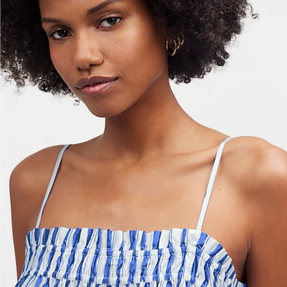 Madewell Ruffle A Line midi dress in striped poplin. Color blue star. Never worn - Picture 5 of 8